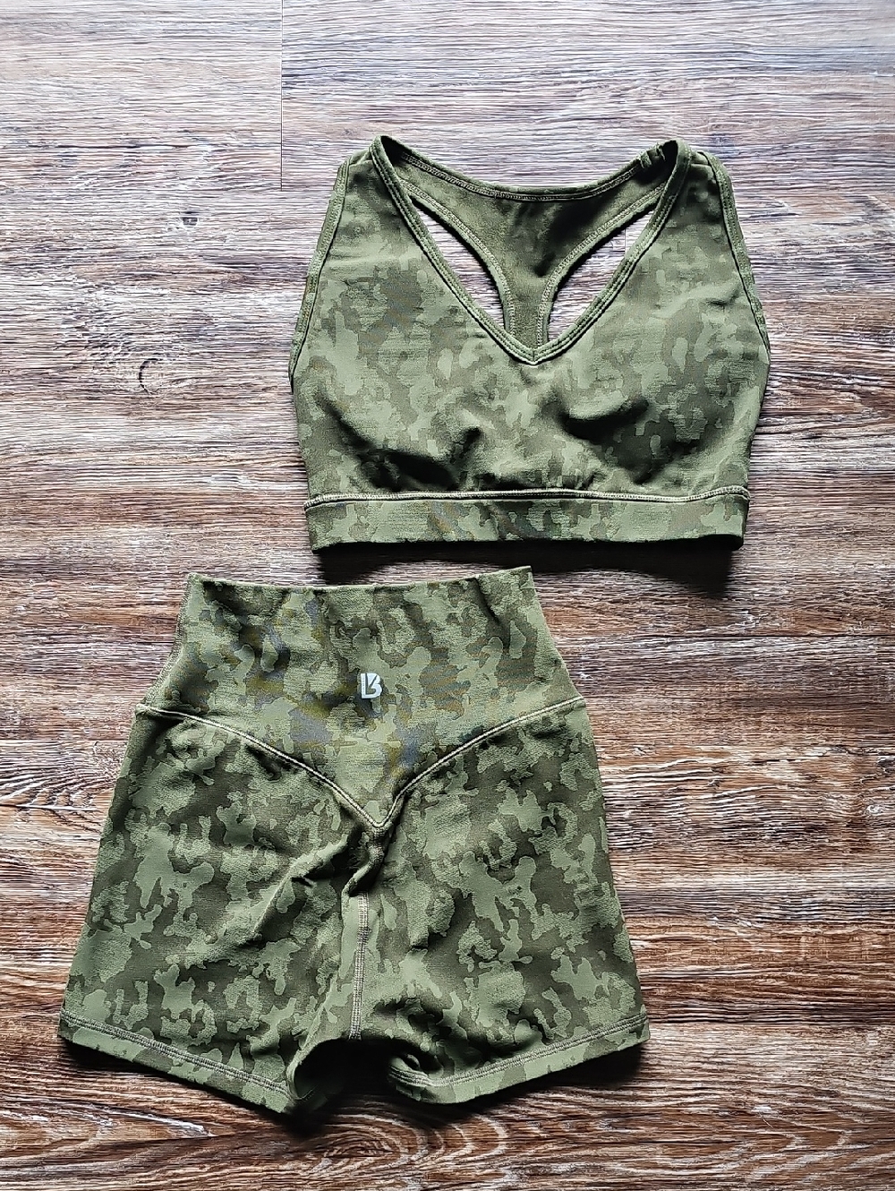 BuffBunny Confidential Shorts and Sports Bra Set Grounded Dark Olive